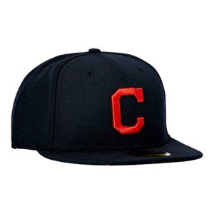 New Era Cleveland Indians 59FIFTY Fitted Hat Cap Navy / Black Undervisor 7 1/8